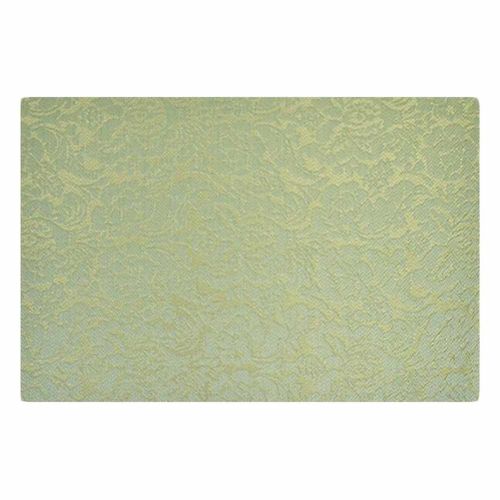 4 Pcs Rose Jacquard Placemats for Dining Table PVC Table Mats Hotel Restaurant Tabletop Mats 17.7x11.8 inch, Green